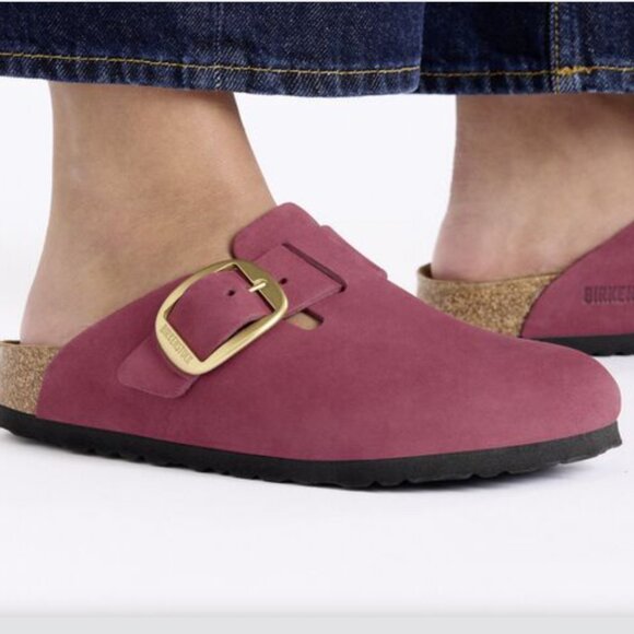 Birkenstock Boston Big Buckle Nubuck Leather - Berry Crush 38 US 7 7.5 Lagenlook - Picture 1 of 6